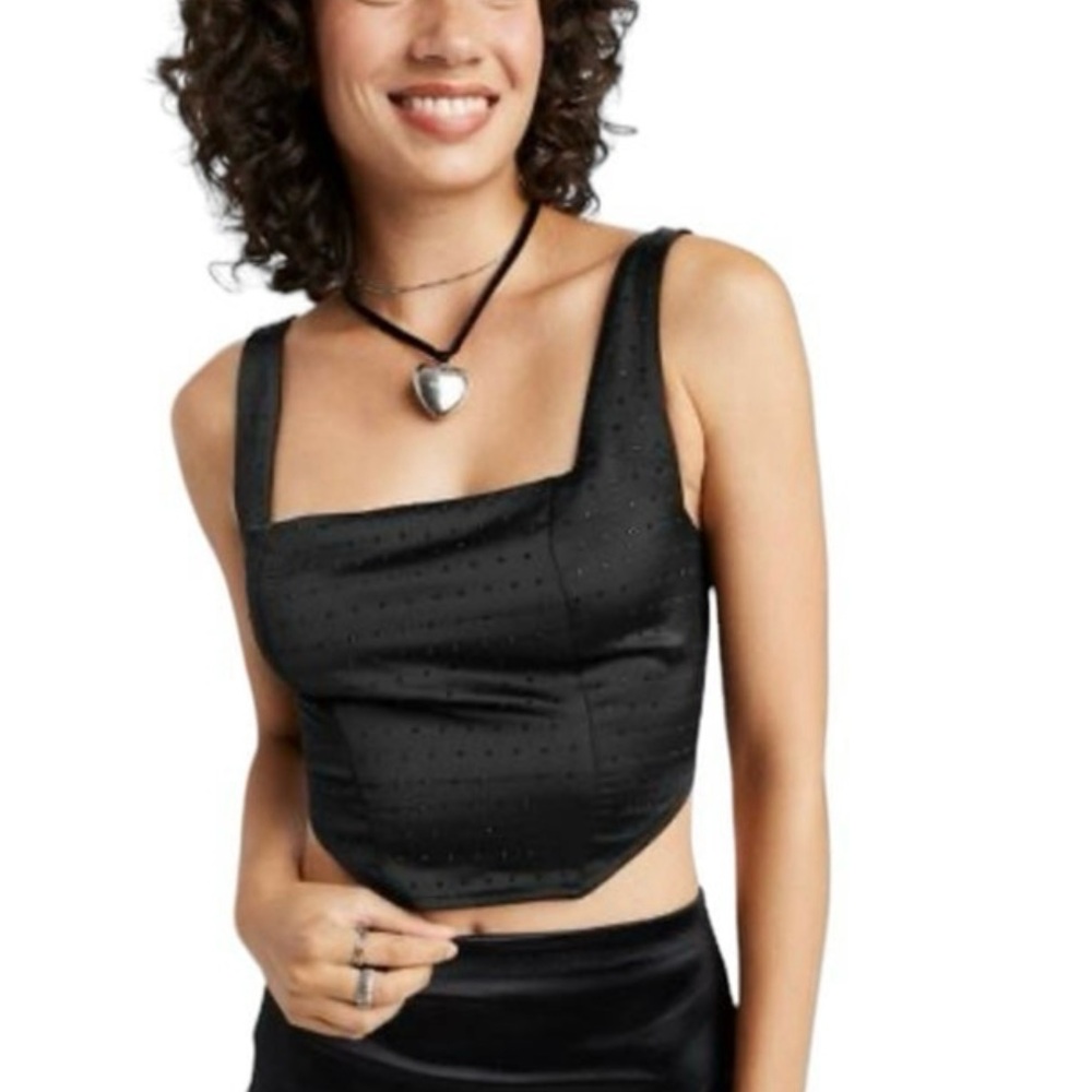 Wild Fable Rhinestone Black Tank Top size S